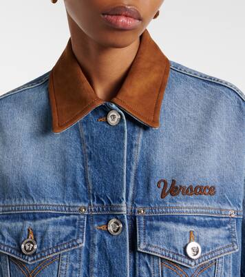Trucker suede-trimmed denim jacket | Versace