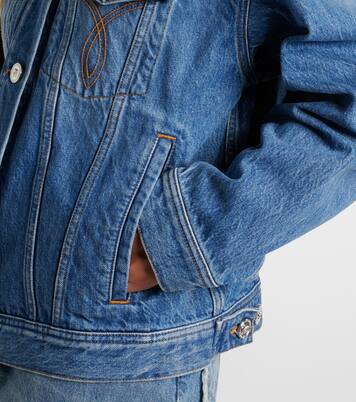 Trucker suede-trimmed denim jacket | Versace