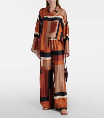 Jensen printed satin palazzo pants | Faithfull