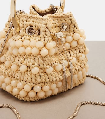 Sac seau Bon Bon Small en raphia | Jimmy Choo