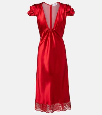 Lace-trimmed satin midi dress | McQueen