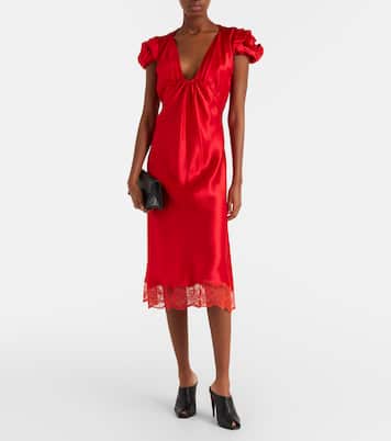 Lace-trimmed satin midi dress | McQueen