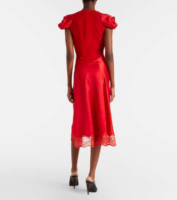Lace-trimmed satin midi dress | McQueen