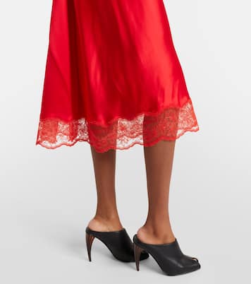 Lace-trimmed satin midi dress | McQueen