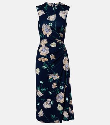 Draped floral jersey midi dress | Erdem