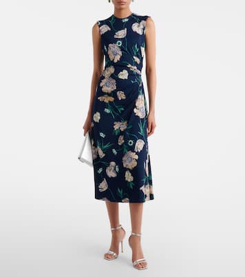 Draped floral jersey midi dress | Erdem