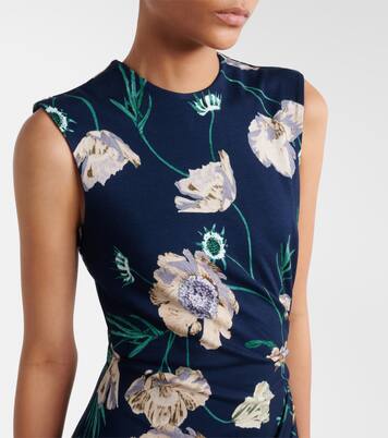 Draped floral jersey midi dress | Erdem
