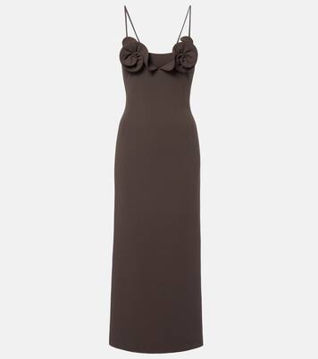 Floral-appliqué wool-blend midi dress | Magda Butrym