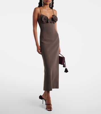 Floral-appliqué wool-blend midi dress | Magda Butrym