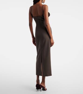 Floral-appliqué wool-blend midi dress | Magda Butrym