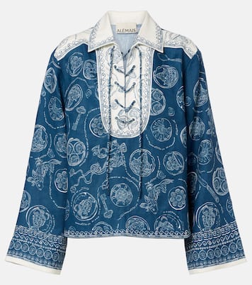 بلوزة من الكتان بطبعات Lucky | Alémais