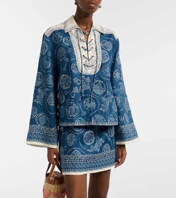 بلوزة من الكتان بطبعات Lucky | Alémais