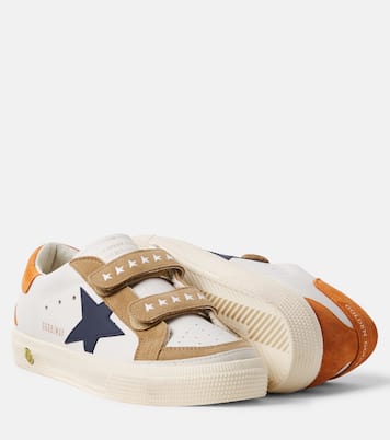 May suede-trimmed leather sneakers | Golden Goose Kids