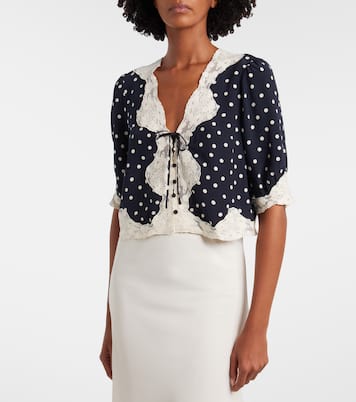 Ursula polka-dot crêpe de chine top | Rixo