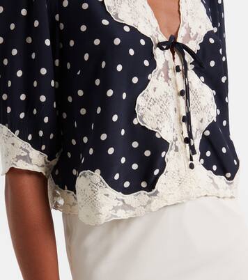Ursula polka-dot crêpe de chine top | Rixo