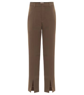 Pantalon Piper à taille haute en laine mélangée | Deveaux New York