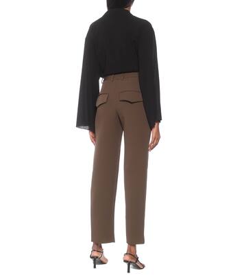 Pantalon Piper à taille haute en laine mélangée | Deveaux New York