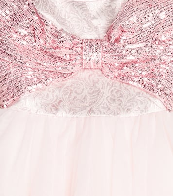 Robe en brocart et tulle à sequins | Monnalisa