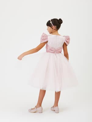 Robe en brocart et tulle à sequins | Monnalisa