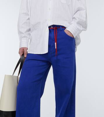 Mid-rise straight cotton-blend pants | Marni