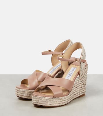 Dellena 100 leather wedge sandals | Jimmy Choo