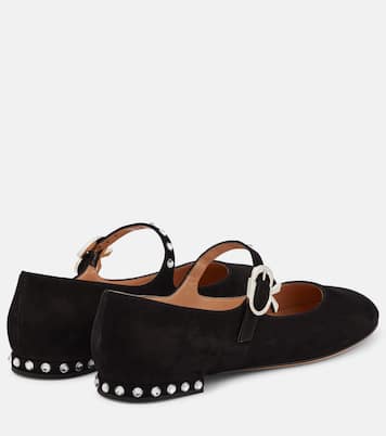 Crystal Mary Ribbon suede ballet flats | Gianvito Rossi