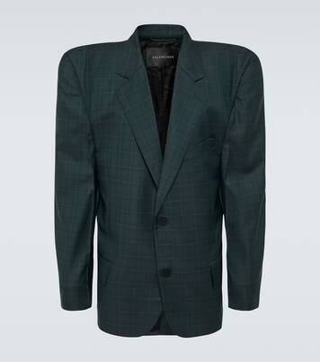 Kastenförmiger karierter Blazer aus Wolle | Balenciaga