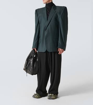 Kastenförmiger karierter Blazer aus Wolle | Balenciaga