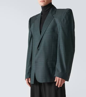 Kastenförmiger karierter Blazer aus Wolle | Balenciaga