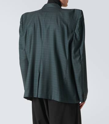 Kastenförmiger karierter Blazer aus Wolle | Balenciaga