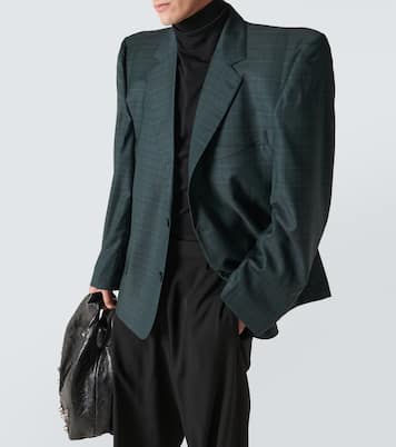 Kastenförmiger karierter Blazer aus Wolle | Balenciaga