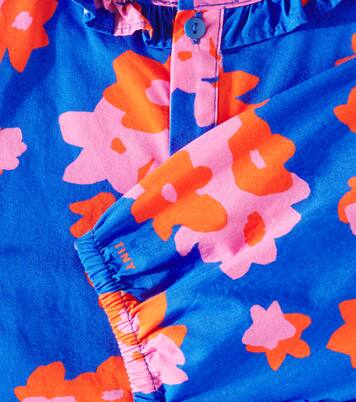 Flowers ruffled cotton poplin blouse | Tinycottons
