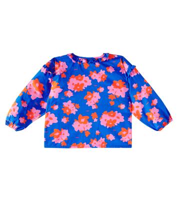 Flowers ruffled cotton poplin blouse | Tinycottons