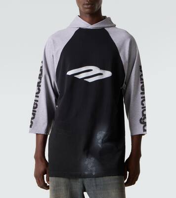 T-shirt en coton mélangé à capuche | Balenciaga