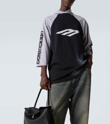 T-shirt en coton mélangé à capuche | Balenciaga