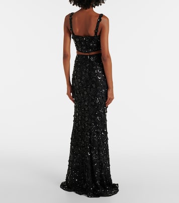 Floral-appliqué sequined crop top | Dolce&Gabbana