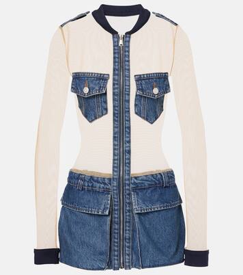 Illusion tulle and denim minidress | Coperni