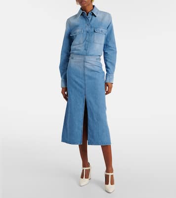 Jupe midi Morelos en coton et lin | Gabriela Hearst