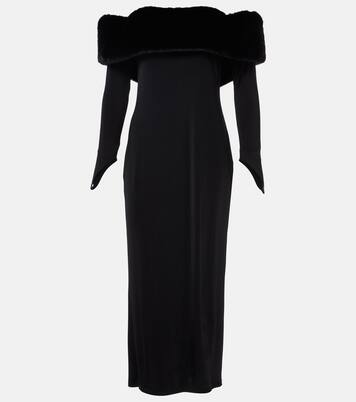 Yazi faux fur-trimmed silk-blend gown | The New Arrivals Ilkyaz Ozel