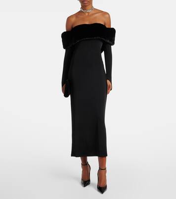 Yazi faux fur-trimmed silk-blend gown | The New Arrivals Ilkyaz Ozel
