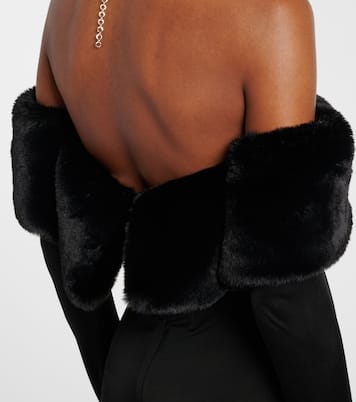 Yazi faux fur-trimmed silk-blend gown | The New Arrivals Ilkyaz Ozel