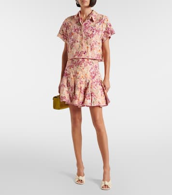 Minifalda Cerezo Florecer de lino floral | Agua by Agua Bendita