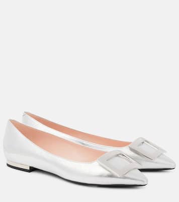 Metallic leather ballet flats | Roger Vivier