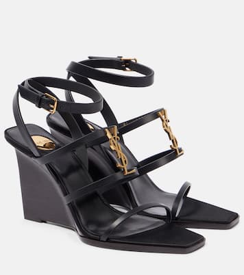 Wedge-Sandalen Cassandra 90 aus Leder | Saint Laurent