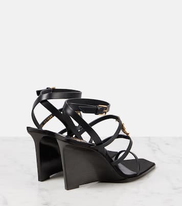 Wedge-Sandalen Cassandra 90 aus Leder | Saint Laurent
