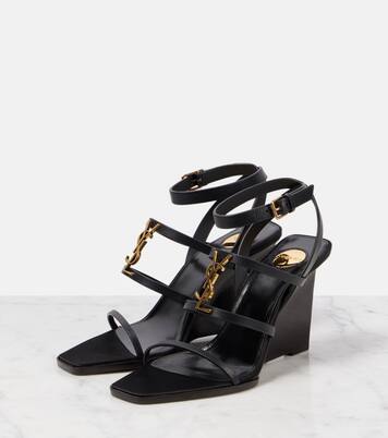 Wedge-Sandalen Cassandra 90 aus Leder | Saint Laurent
