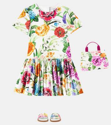 Floral cotton poplin dress | Dolce&Gabbana Kids