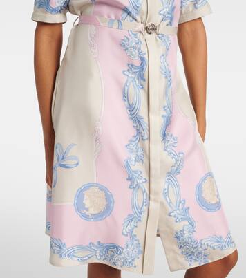 Robe chemise en soie à fleurs | Versace