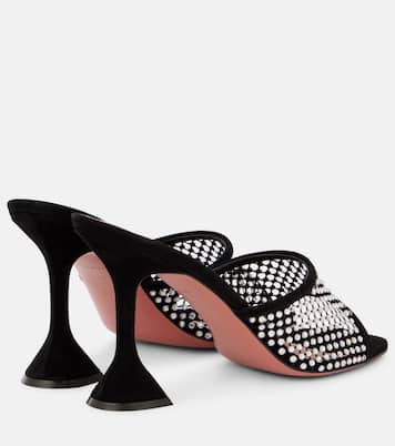 Pantoletten Lupita 95 aus Mesh und Veloursleder | Amina Muaddi