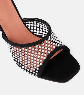 Pantoletten Lupita 95 aus Mesh und Veloursleder | Amina Muaddi